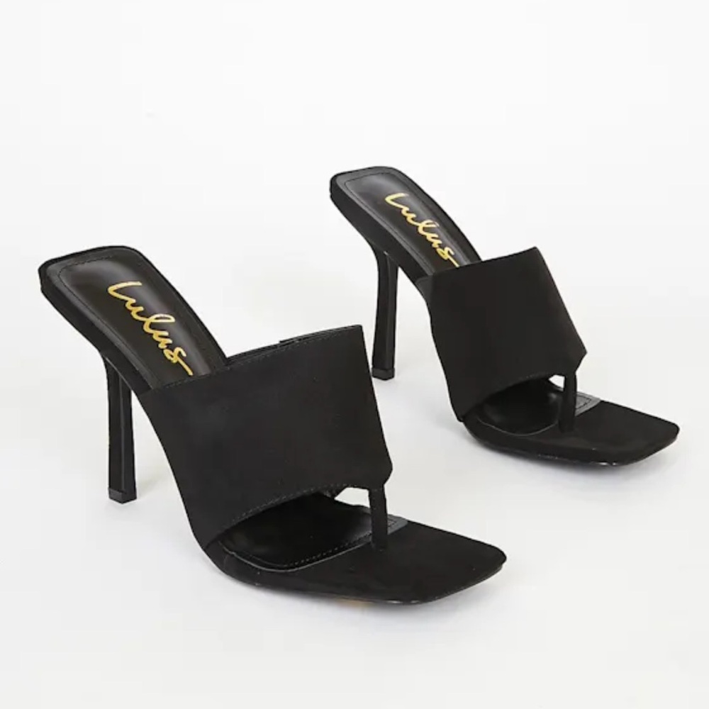 Lulus New. Never worn. Loulin Black Suede High Heel Sandals